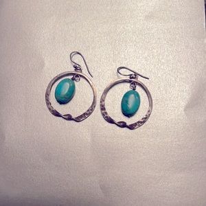 Turquoise and patina 925 silver earrings